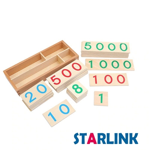 Montessori Large Wooden Number Cards with Box (1-9000)