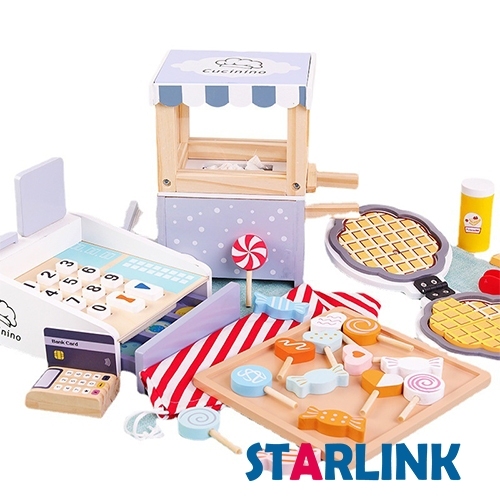 Selling trolley candy wooden baby popcorn toy kitchenware
