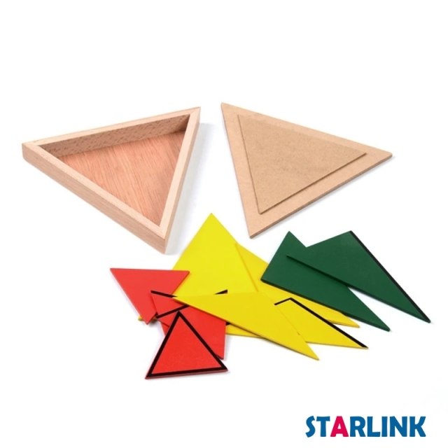 Montessori Sensorial Kids Wooden Educational Children Toy Constructive Triangles With 5 Boxes
