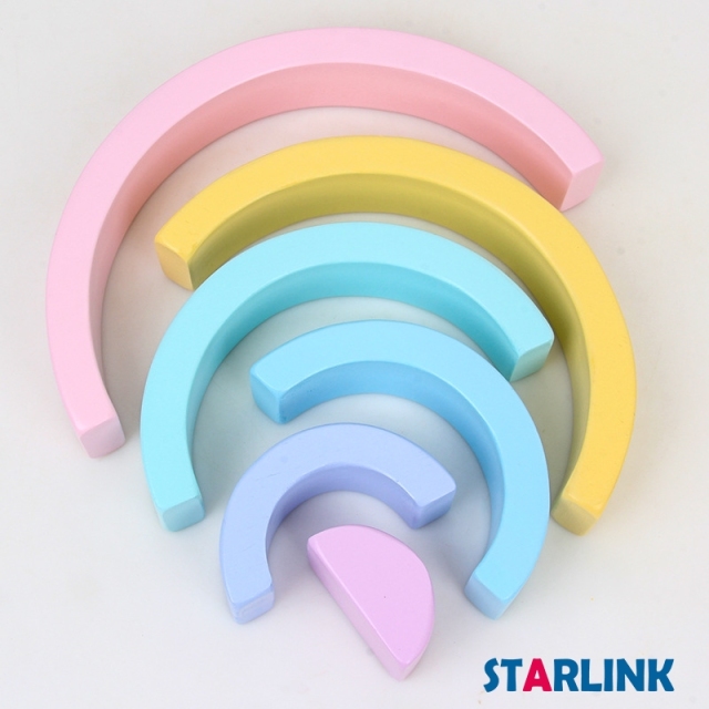 6 Pieces Of Macaron Rainbow Building Wooden Arch Bridge-Shaped Semicircle Early Childhood Education Wisdom Jenga Wooden Toy