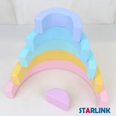 6 Pieces Of Macaron Rainbow Building Wooden Arch Bridge-Shaped Semicircle Early Childhood Education Wisdom Jenga Wooden Toy