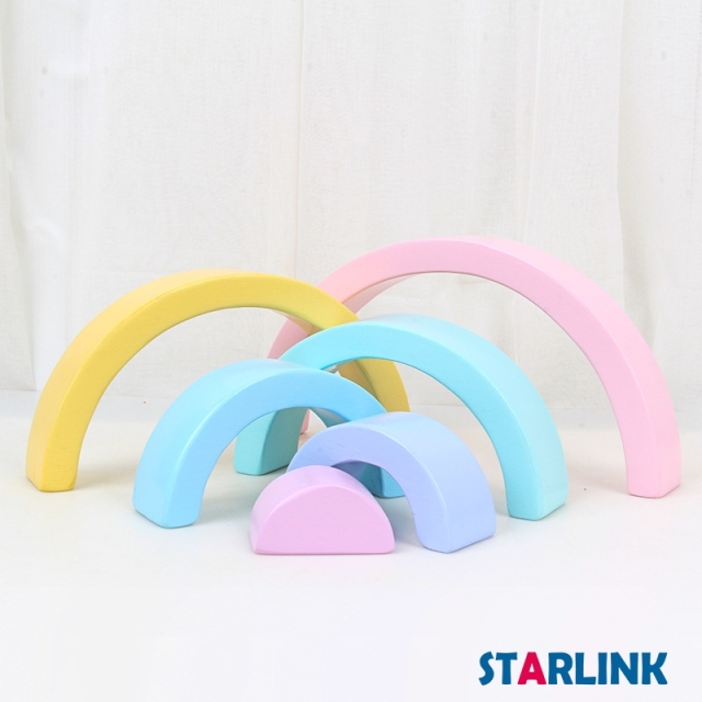6 Pieces Of Macaron Rainbow Building Wooden Arch Bridge-Shaped Semicircle Early Childhood Education Wisdom Jenga Wooden Toy
