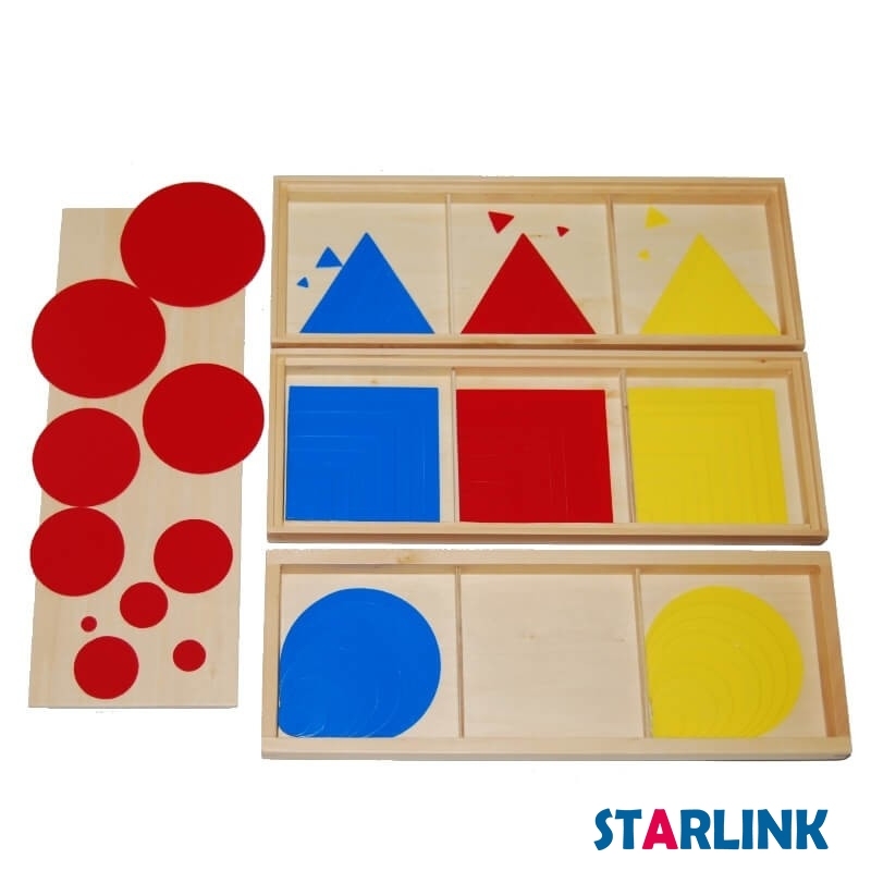 Wooden Montessori Mathematic Learning toys for kids Circles Squares and Triangles