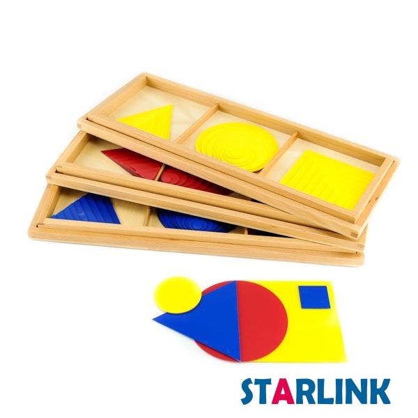 Wooden Montessori Mathematic Learning toys for kids Circles Squares and Triangles