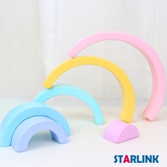 6 Pieces Of Macaron Rainbow Building Wooden Arch Bridge-Shaped Semicircle Early Childhood Education Wisdom Jenga Wooden Toy
