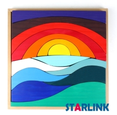 High Quality Materiales Montessori Wooden Toys Grimms Rainbow Blocks SKY Picture Rainbow Stackers