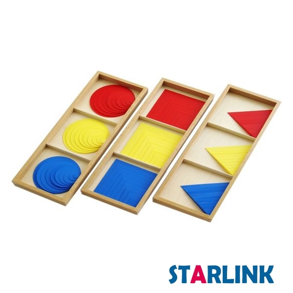 Wooden Montessori Mathematic Learning toys for kids Circles Squares and Triangles