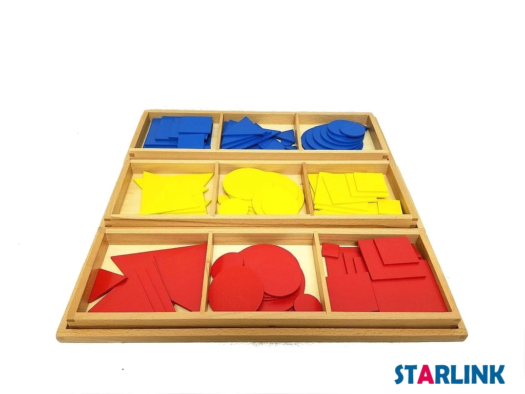 Wooden Montessori Mathematic Learning toys for kids Circles Squares and Triangles