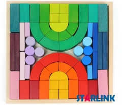 High Quality Materiales Montessori Wooden Toys Grimms Rainbow Blocks SKY Picture Rainbow Stackers
