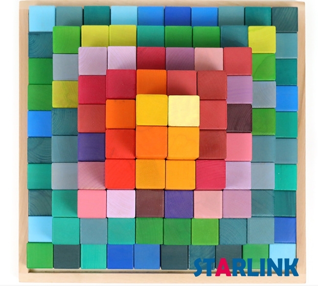 High Quality Materiales Montessori Wooden Toys Grimms Rainbow Blocks SKY Picture Rainbow Stackers