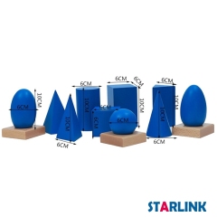 Wooden Educational Toys Montessori Materials Geometric Solids with Stands Base with Box