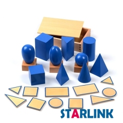 Wooden Educational Toys Montessori Materials Geometric Solids with Stands Base with Box