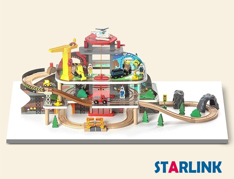 Children's toy rail car set electric car toy building blocks children's game table simulation train model