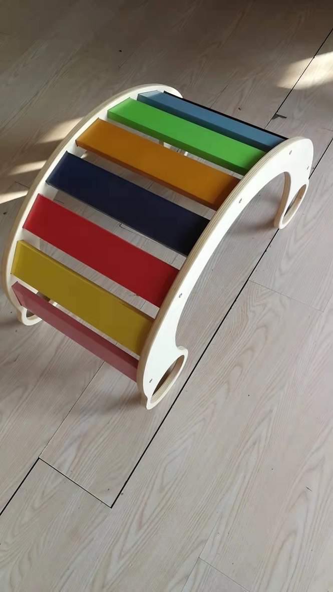 Montessori Baby Rocking Chair Children Furniture Sets Kids Waldorf Safe Cradle Chair Rainbow