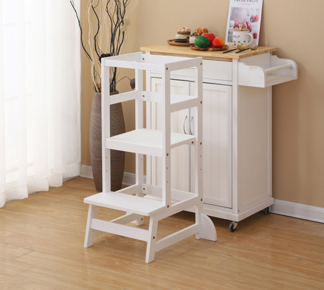 Adjustable Height Kids Kitchen Helper Learning Tower Kids Montessori Toddler Step Stool Wooden Learning Tower