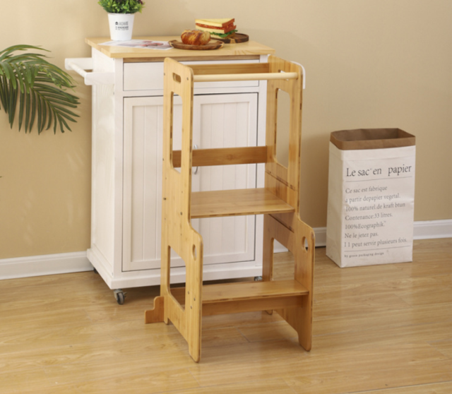 Kids Montessori Kitchen Helper For Toddler Learn Tower Child Adjustable Height Step Stool Learning Tower