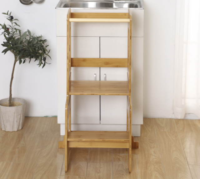 Kids Montessori Kitchen Helper For Toddler Learn Tower Child Adjustable Height Step Stool Learning Tower