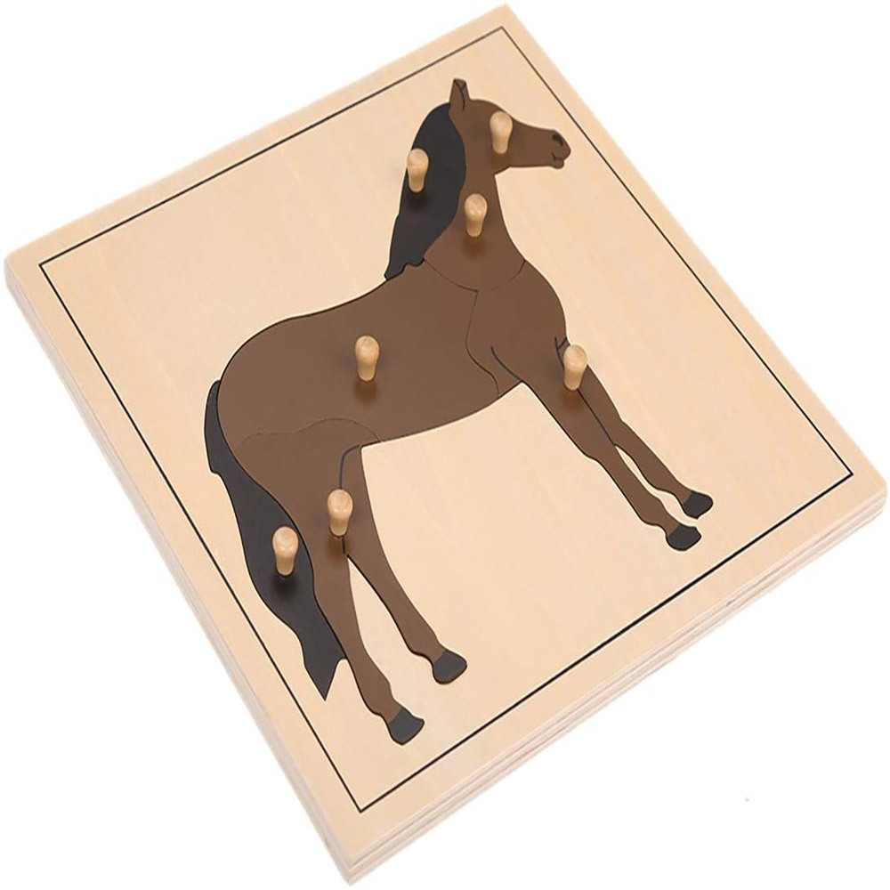 High Quality Wooden Puzzle Toy Montessori Materials Manufacturer Wooden Horse Puzzle For Kids