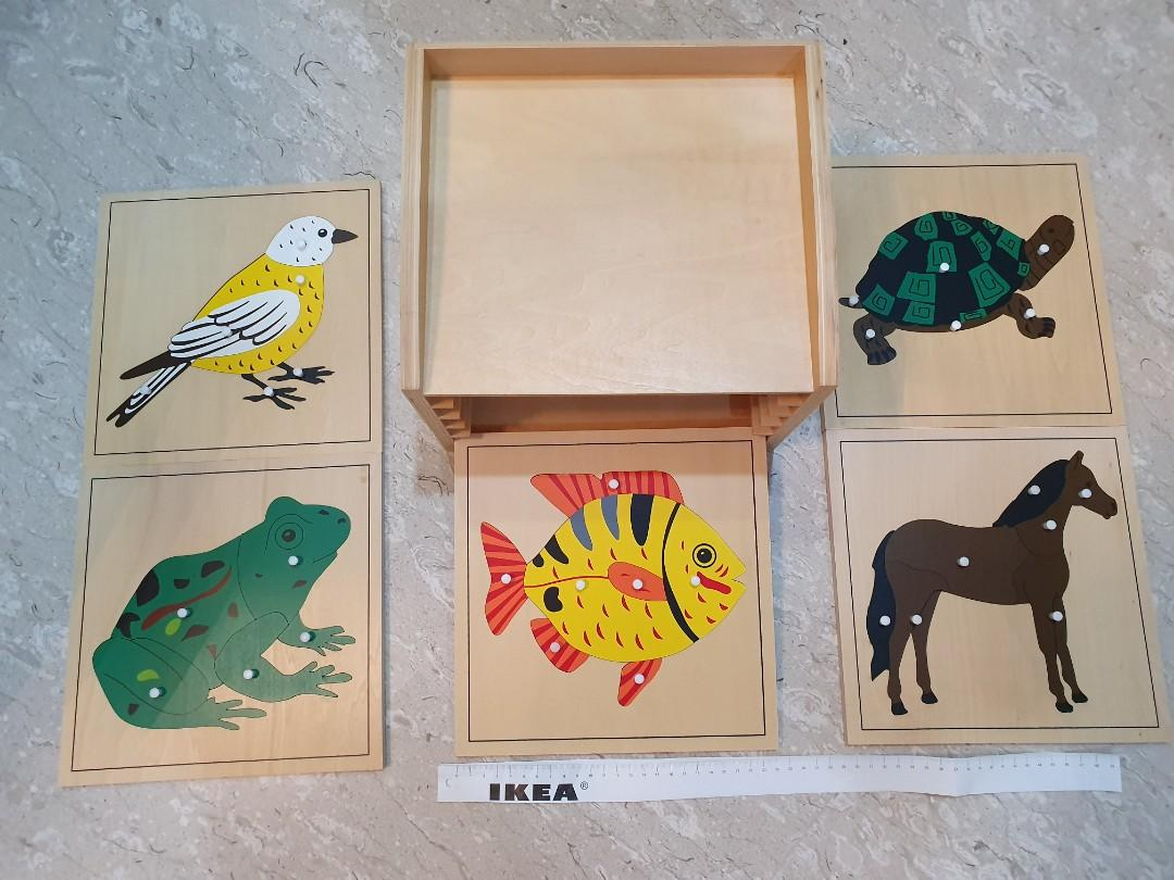 Starlink Wooden Montessori Educational Toys Animal Puzzle Cabinet With 5 Puzzles