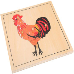 Preschool Learning Toys Wooden Montessori Botany Educational Toys Wood Rooster Puzzle
