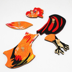 Preschool Learning Toys Wooden Montessori Botany Educational Toys Wood Rooster Puzzle