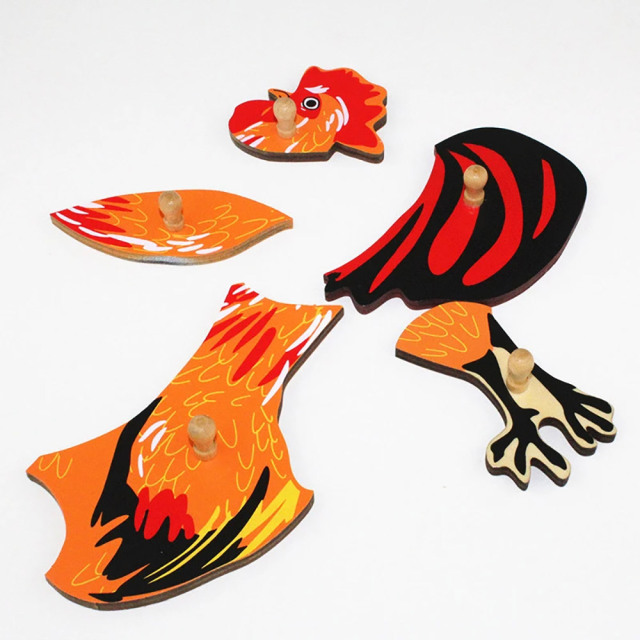 Preschool Learning Toys Wooden Montessori Botany Educational Toys Wood Rooster Puzzle