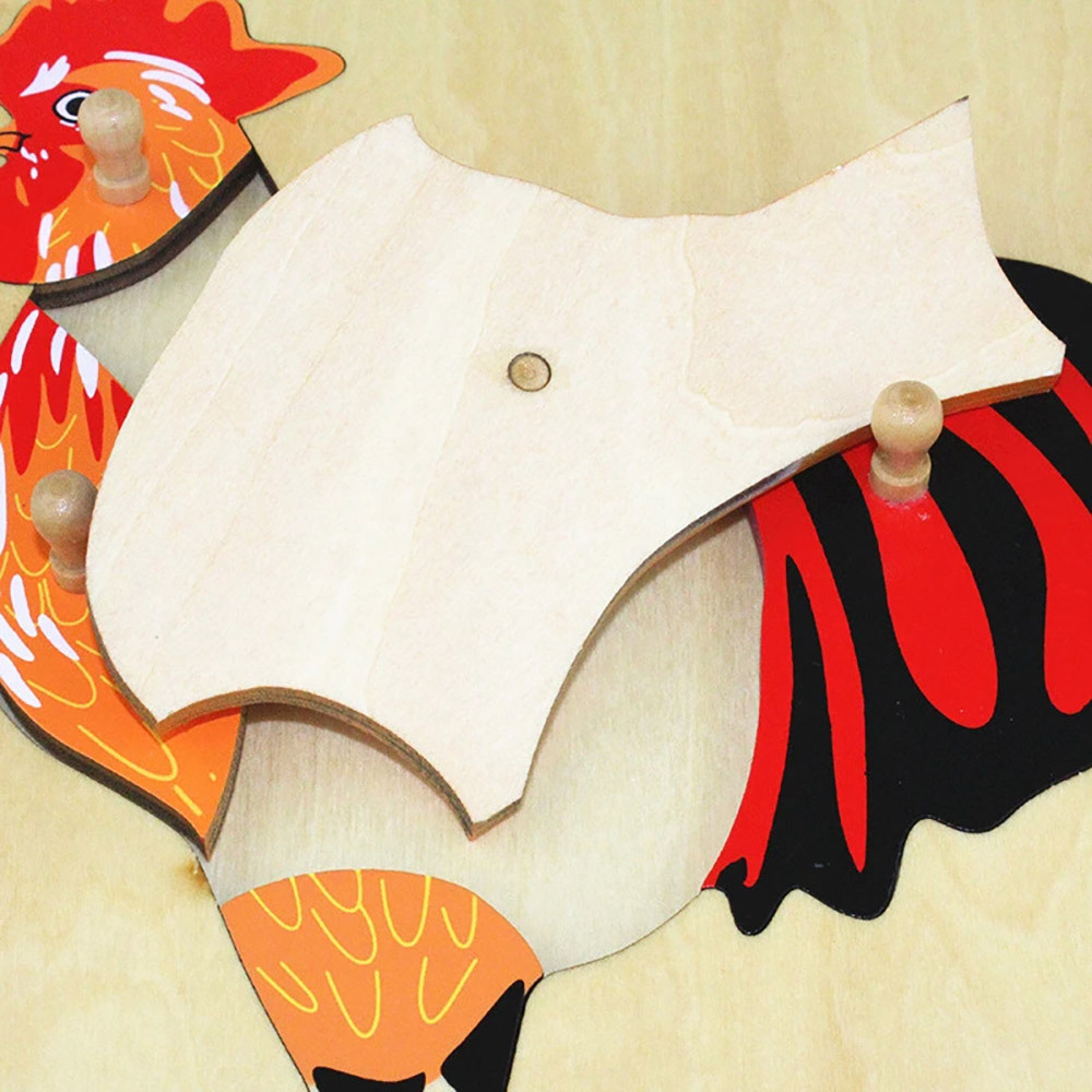Preschool Learning Toys Wooden Montessori Botany Educational Toys Wood Rooster Puzzle