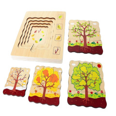 Satarlink Wooden Educational Puzzle Toys Montessori Material Life Cycle Of Sunflower Puzzle