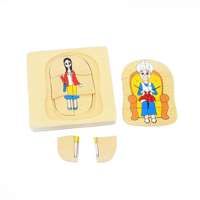 SatarLink Wooden Montessori Kids Baby Toy Infant Toddler Life Cycle Puzzle Of Animals And Humans