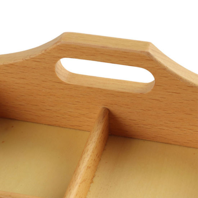 High Quality Montessori Material Wooden Toy 3 Compartment Sorting Tray Bead Storage Box