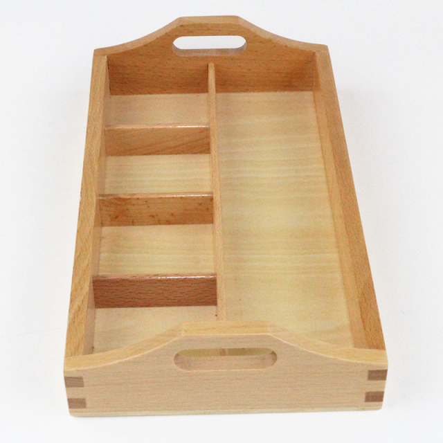 High Quality Montessori Material Wooden Toy 3 Compartment Sorting Tray Bead Storage Box