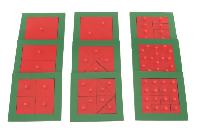 StarLink Montessori Educational Toys Red Knob Fraction Metal Squares For Preschool Kids