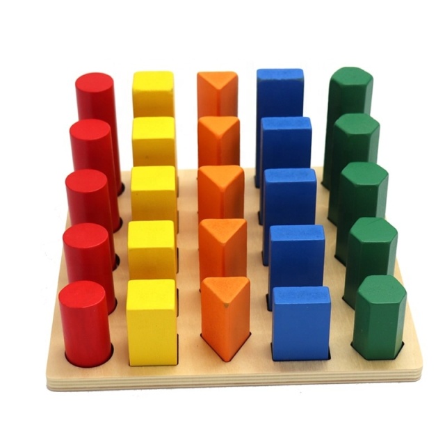 Montessori Children Sensory Integration Training Teaching Aids Colorful Cylinder Ladder Blocks Kids Early Education Toy