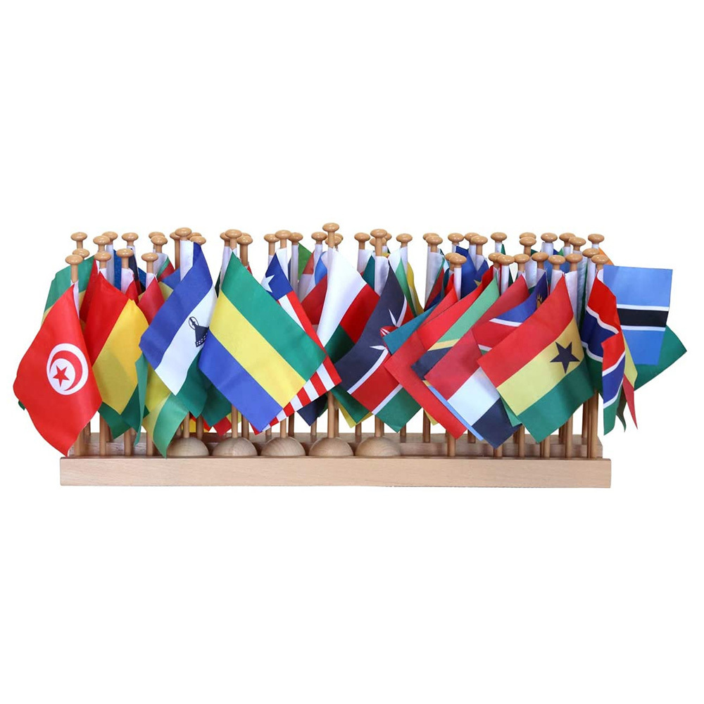 Starlink Montessori Materials Kids Toys Wooden Stand For North America Flag Set