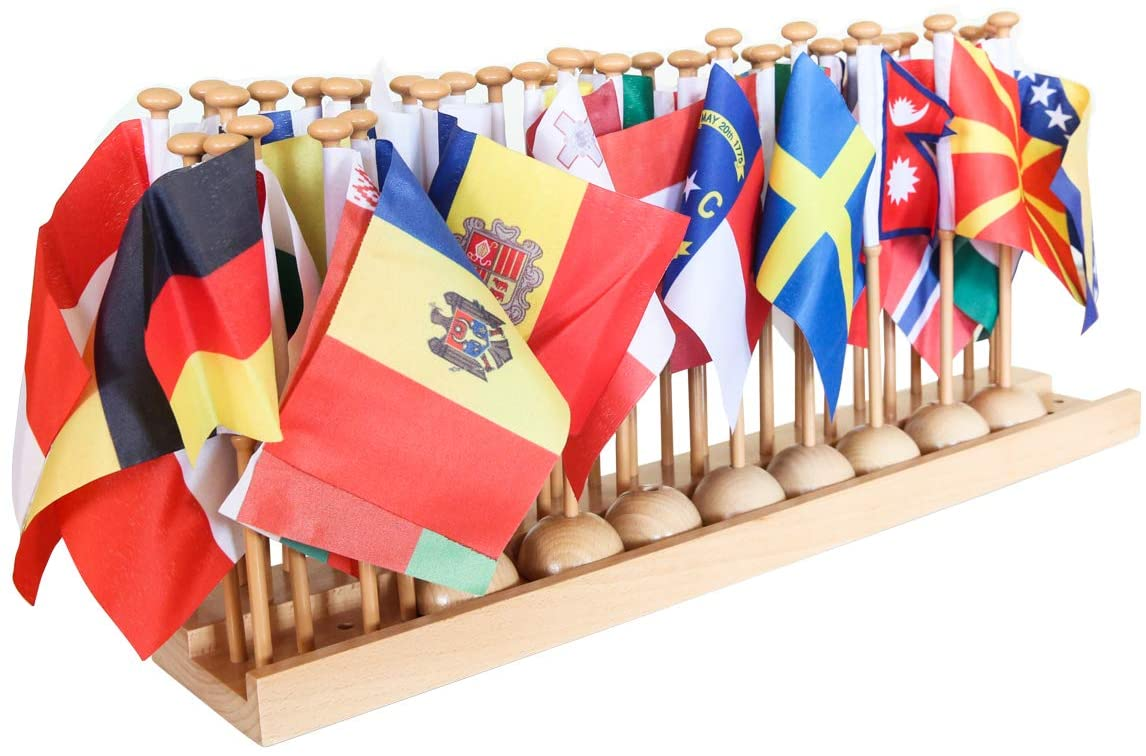 Starlink Montessori Materials Kids Toys Wooden Stand For North America Flag Set