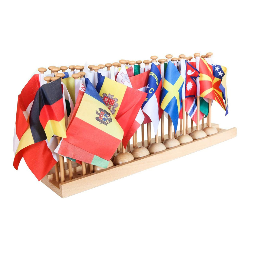 Starlink Montessori Materials Kids Toys Wooden Stand For North America Flag Set