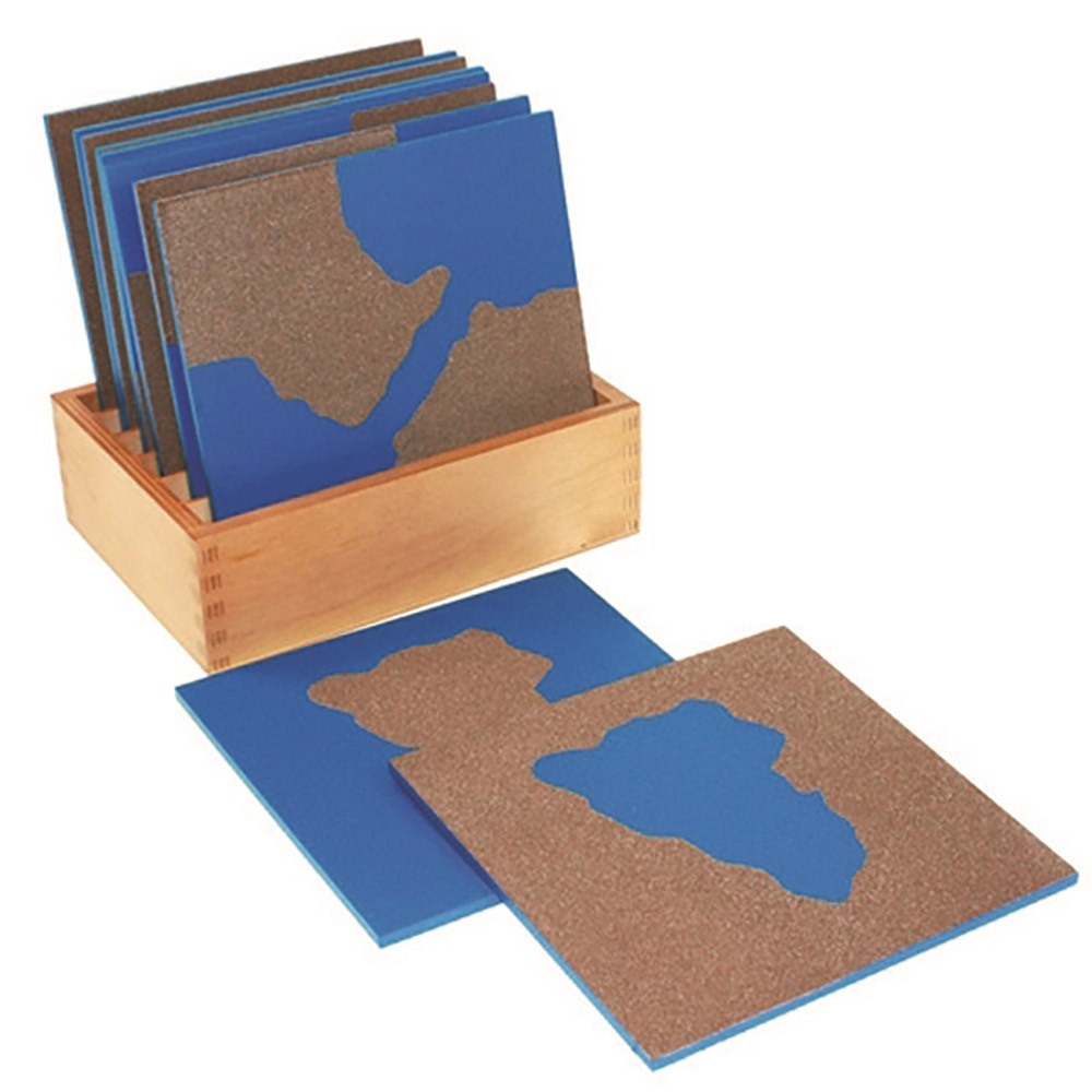 Montessori Land Forms Wooden Sandpaper Cards With Wooden Case Montessori Toys