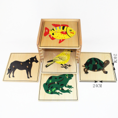 Montessori Wooden Educational Montessori Toys Box for Children Teaching Animal Puzzles Set With Cabinet