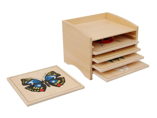 Montessori Wooden Educational Montessori Toys Box for Children Teaching Animal Puzzles Set With Cabinet