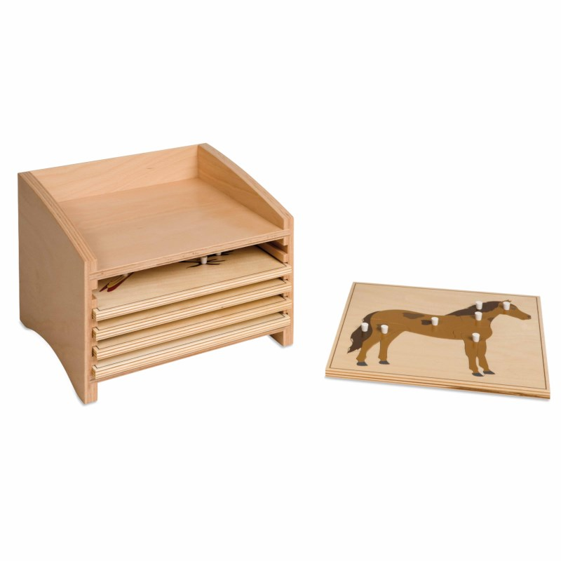 Montessori Wooden Educational Montessori Toys Box for Children Teaching Animal Puzzles Set With Cabinet