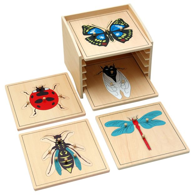 Montessori Wooden Educational Montessori Toys Box for Children Teaching Animal Puzzles Set With Cabinet