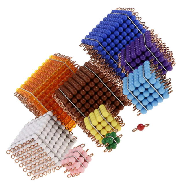 Baby Kids Montessori Material Math Learning Early Education Toys Colored Bead Cubes Tower Ladder
