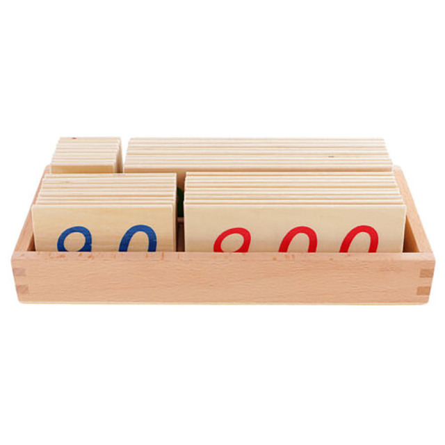 Baby Montessori Equipment Teaching Aids Materials Toy Wooden Number Cards With Box (1-9000)