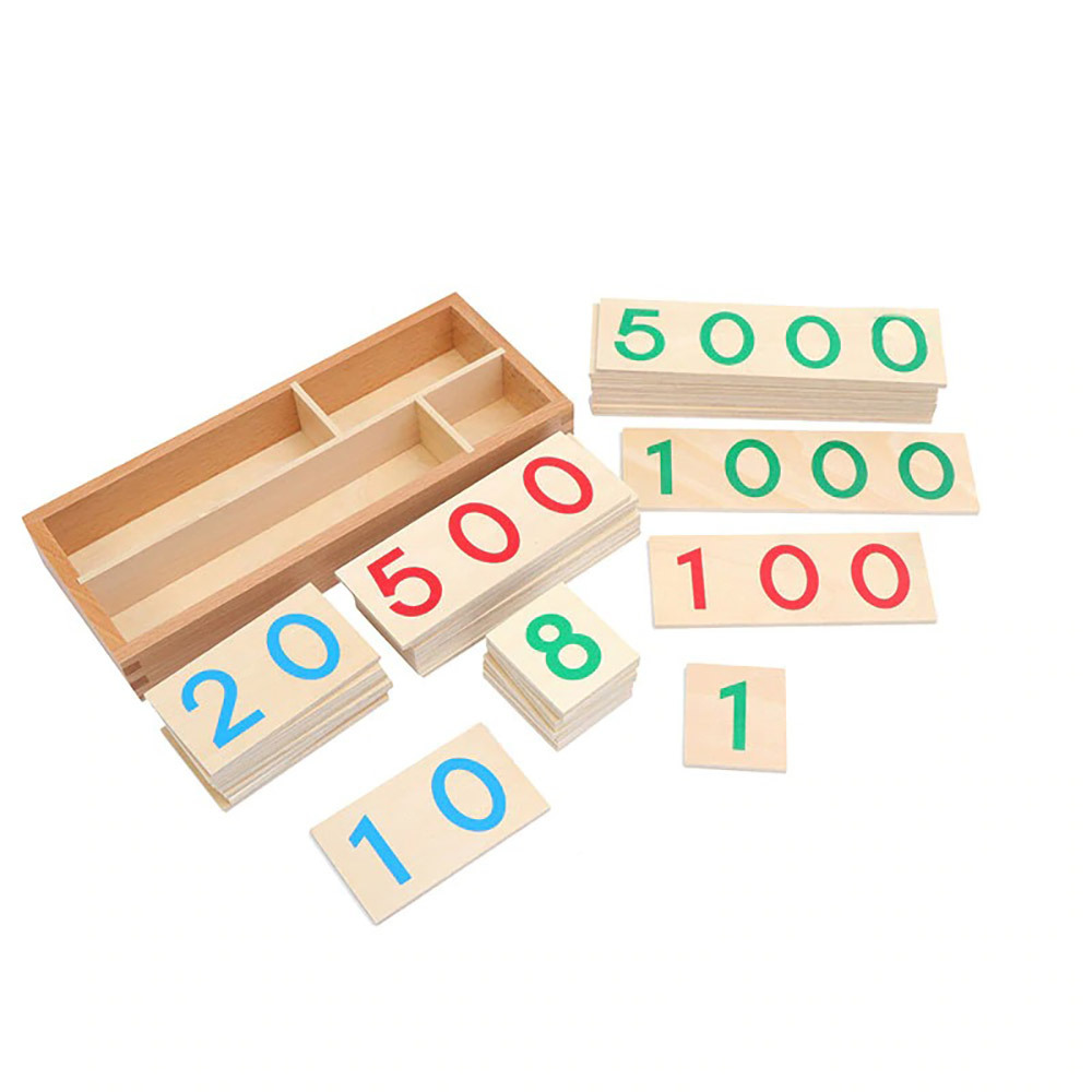 Baby Montessori Equipment Teaching Aids Materials Toy Wooden Number Cards With Box (1-9000)