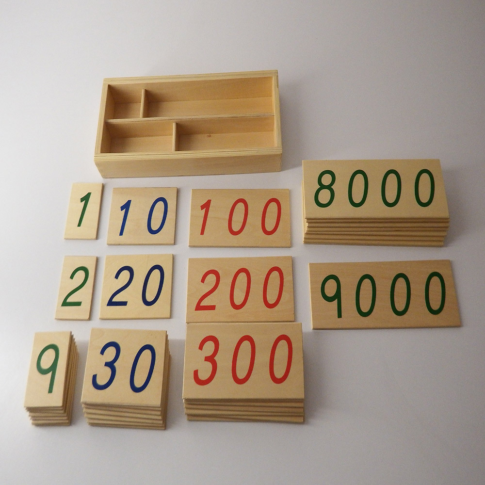 Baby Montessori Equipment Teaching Aids Materials Toy Wooden Number Cards With Box (1-9000)