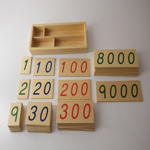 Baby Montessori Equipment Teaching Aids Materials Toy Wooden Number Cards With Box (1-9000)