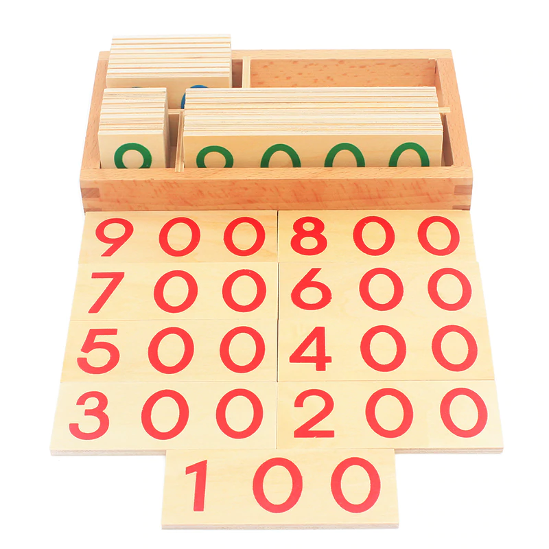 Montessori Teaching Toys 1-9000 Wooden Small Number Cards With Box Kids Educational Wooden Toy