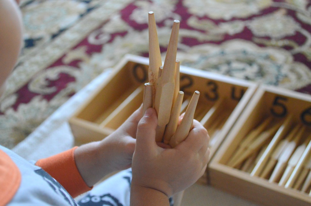 One Spindle Montessori Materials Home School Educational Earning Toys Wooden Toys