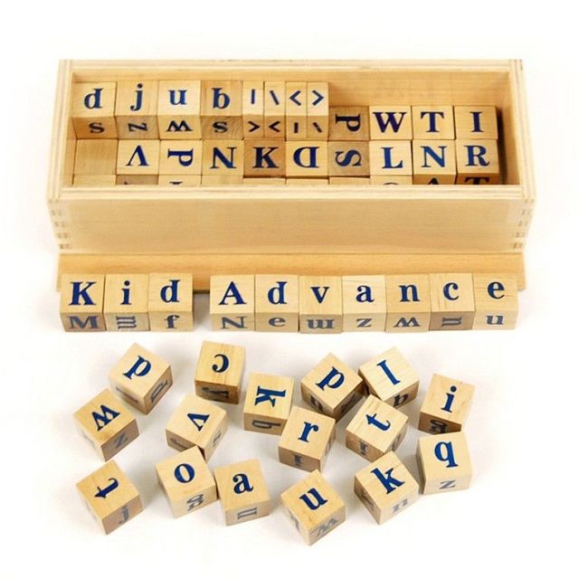 Montessori Early Childhood Educational Materials Alphabet Dice with Box Montessori Toys