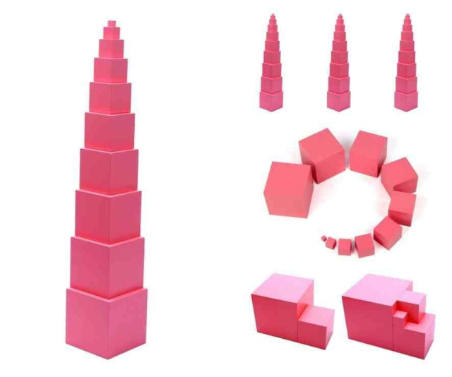 Starlink Wooden Montessori Materials Kids Educational Toys Box With Cubes For Pink Tower